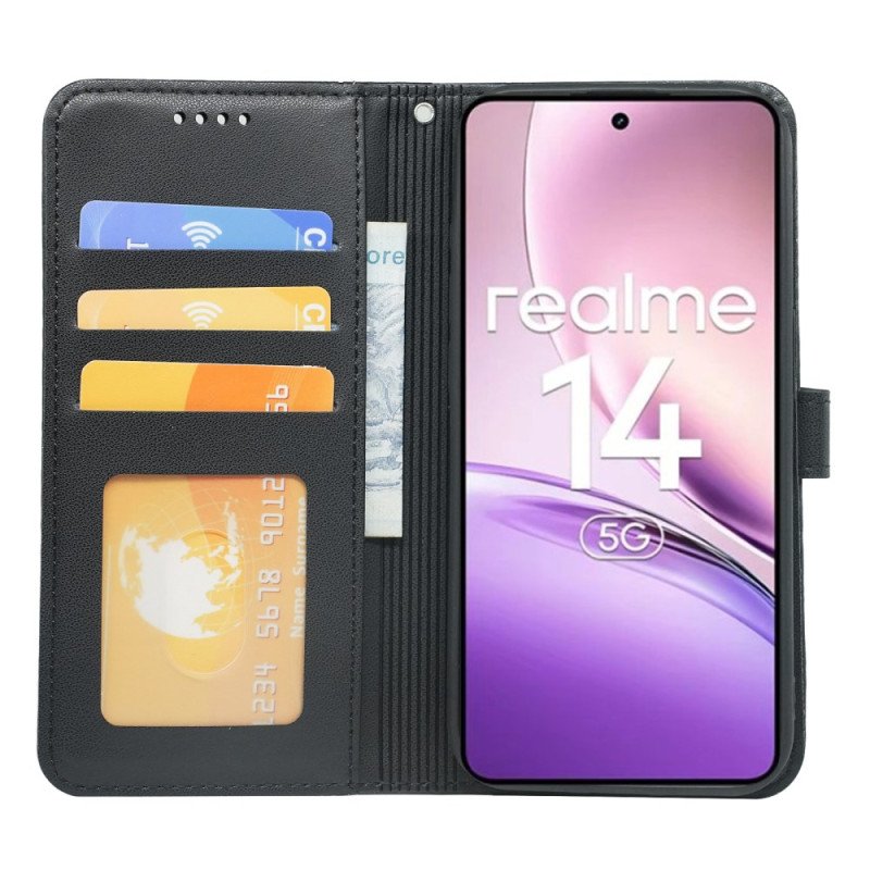Läderfodral Realme 14 5g Telefonfodral Avtagbar Rem