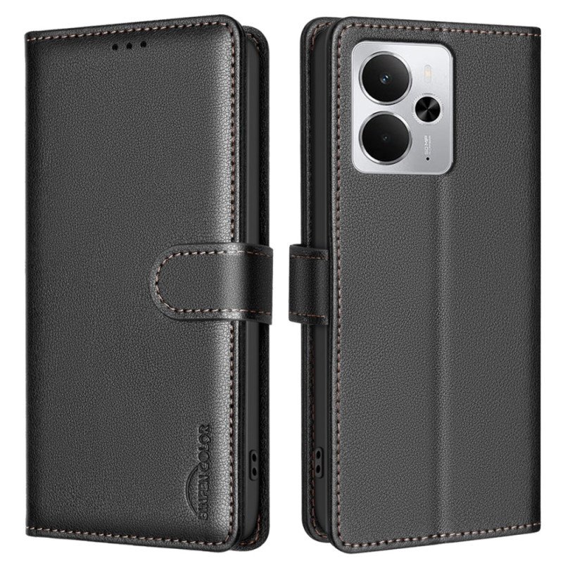 Läderfodral Realme 14 5g Telefonfodral Binfen Rfid-blockerande Färg