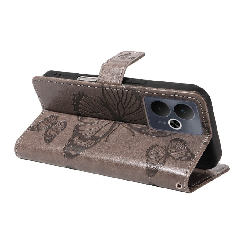 Läderfodral Realme 14 5g Telefonfodral Jättefjärilar