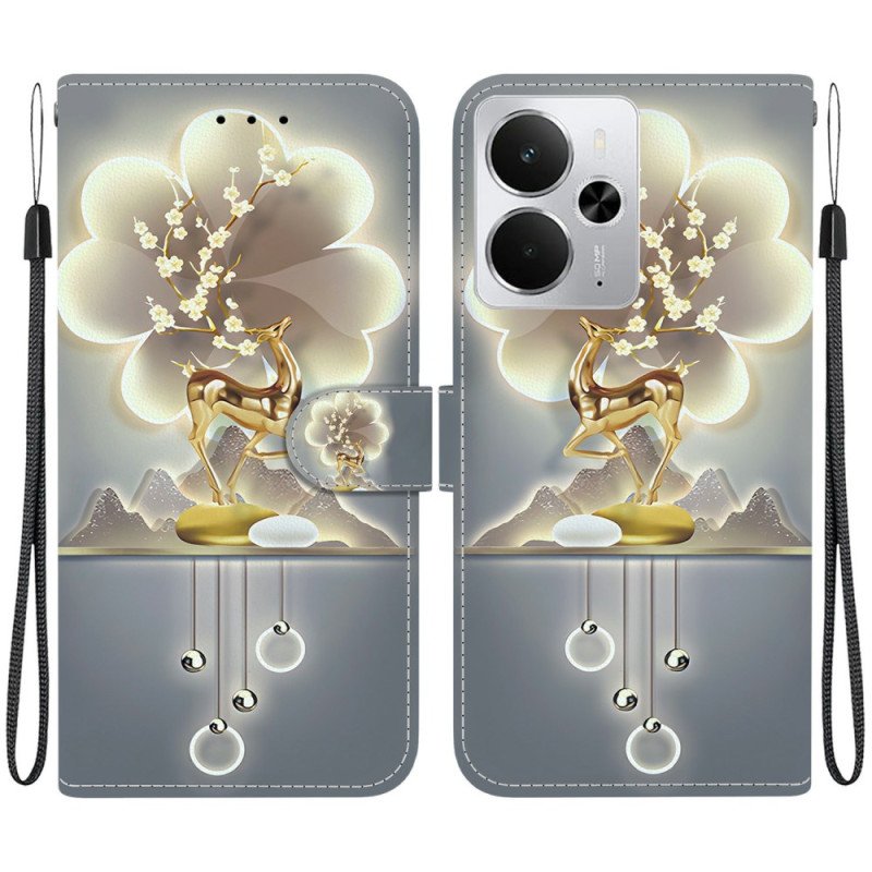 Läderfodral Realme 14 5g Telefonfodral Sikahjort