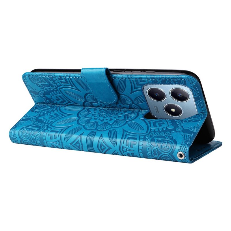 Läderfodral Realme Note 60x Telefonfodral Solrosmönster