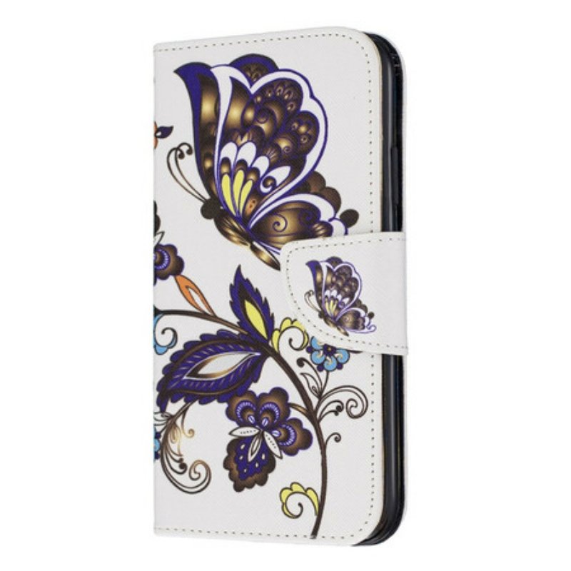 Läderfodral iPhone 11 Fjärilar Tatuering