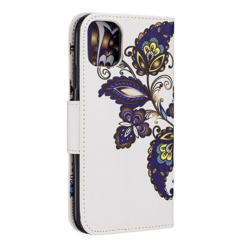 Läderfodral iPhone 11 Fjärilar Tatuering