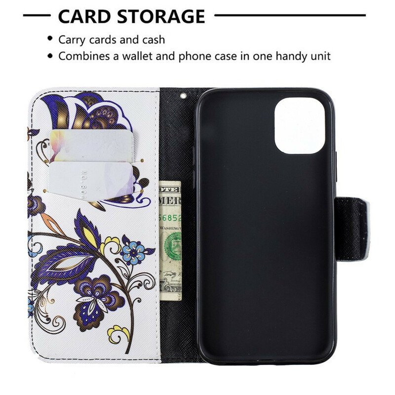 Läderfodral iPhone 11 Fjärilar Tatuering
