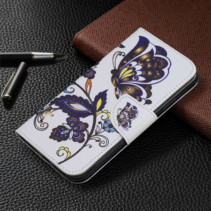 Läderfodral iPhone 11 Fjärilar Tatuering