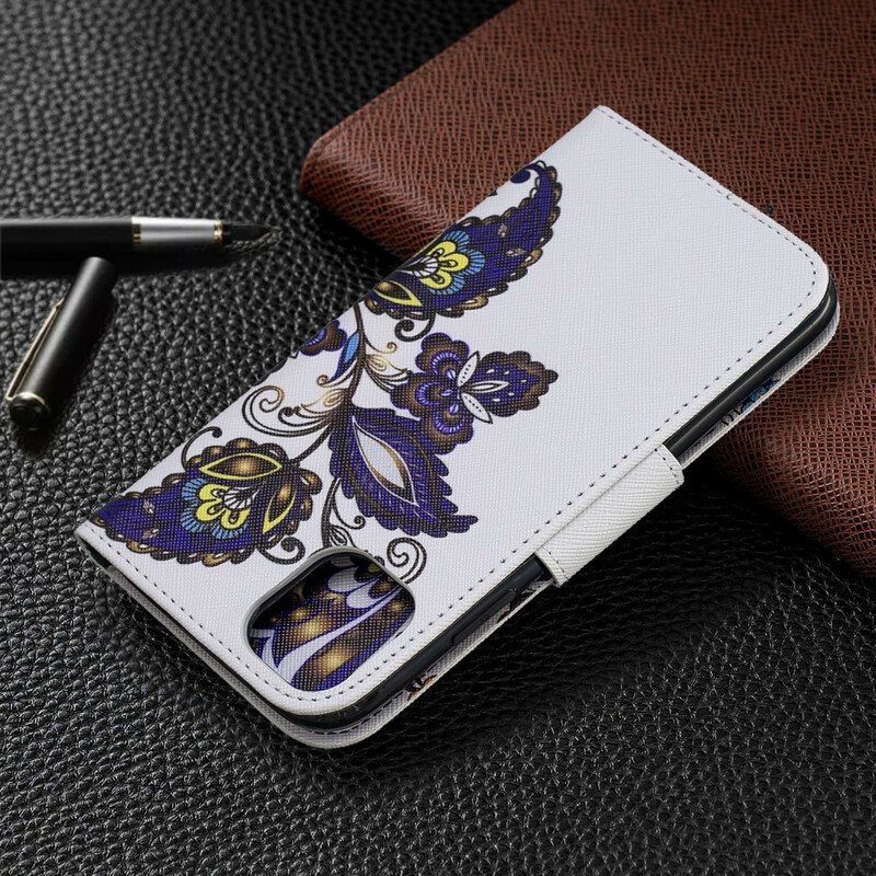 Läderfodral iPhone 11 Fjärilar Tatuering
