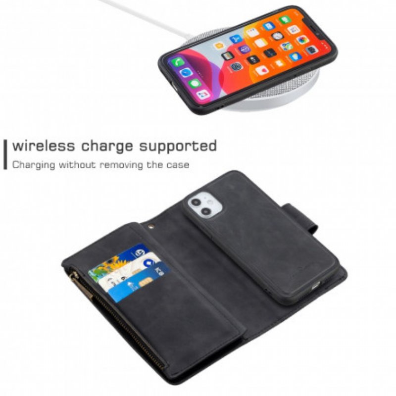 Läderfodral iPhone 11 Multifunktionell Med Dragkedja