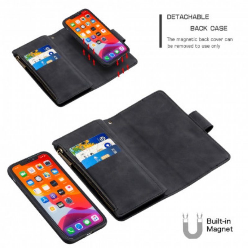 Läderfodral iPhone 11 Multifunktionell Med Dragkedja