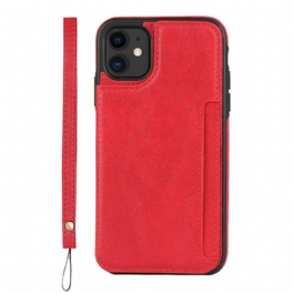 Skal iPhone 11 Korthållarstativ Och Rem