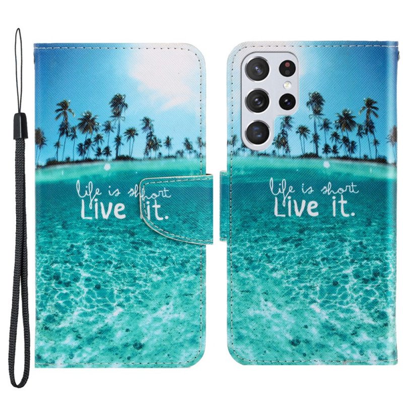 Fodral Samsung Galaxy S22 Ultra 5G Med Kedjar Live It At Lanyard