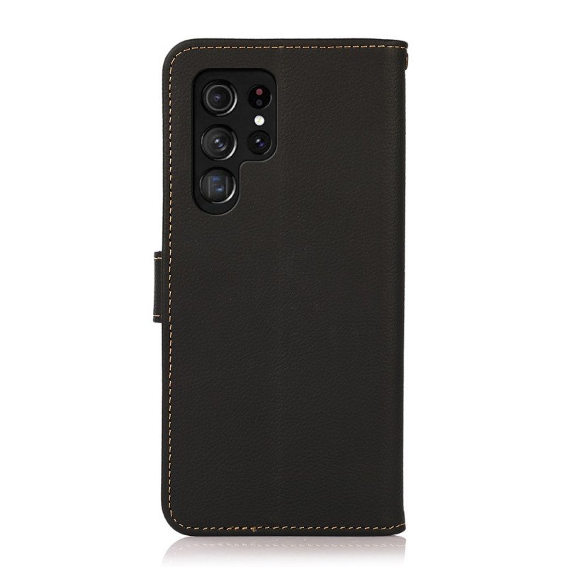 Folio-fodral Samsung Galaxy S22 Ultra 5G Khazneh Rfid Äkta Läder