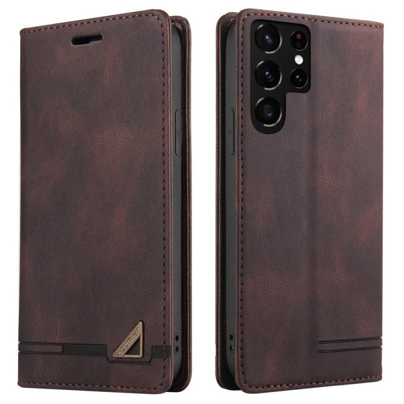 Folio-fodral Samsung Galaxy S22 Ultra 5G Läderfodral Imiterat Läder Gq.utrobe