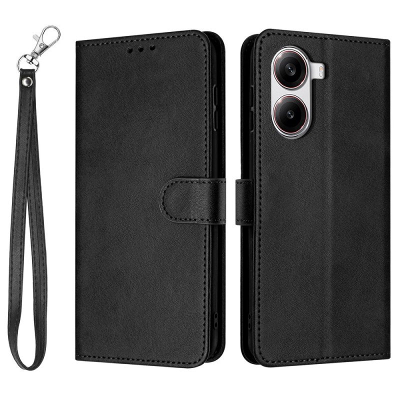 Fodral För Poco X7 Pro 5g Lädereffekt Med Rem