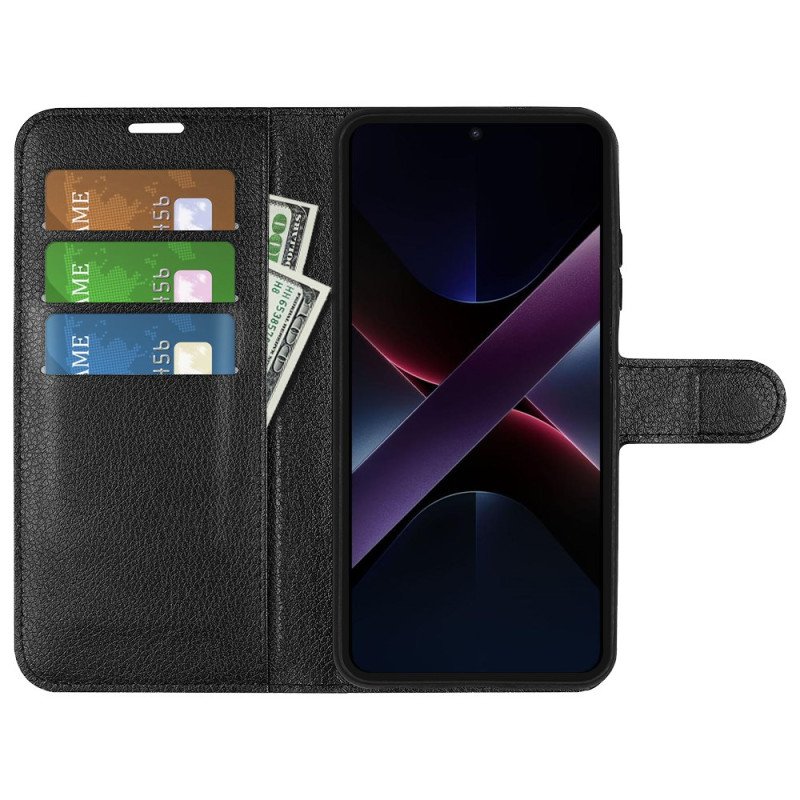 Fodral För Poco X7 Pro 5g Litchi-konstläder