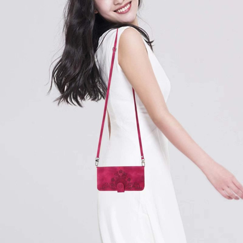 Fodral Poco X7 Pro 5g Blommönster Med Rem Och Axelrem