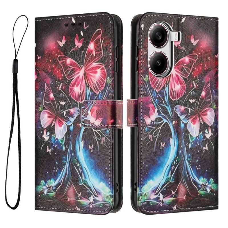 Läderfodral Poco X7 Pro 5g Telefonfodral Galna Fjärilar