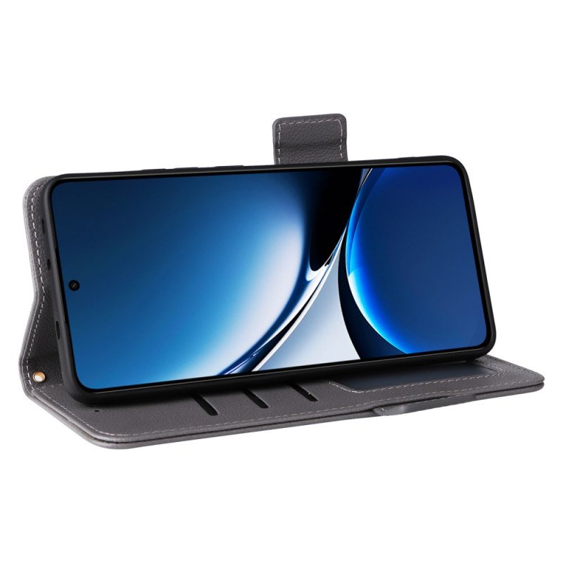 Läderskal Fodral Poco X7 Pro 5g Litchi-konstläder Med Rem