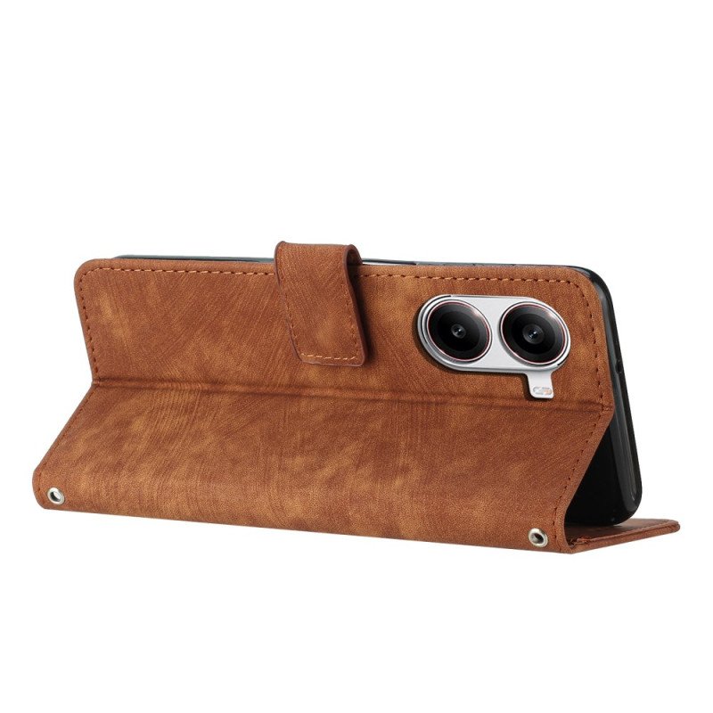 Läderskal Fodral Poco X7 Pro 5g Mockaeffekt Med Ränder