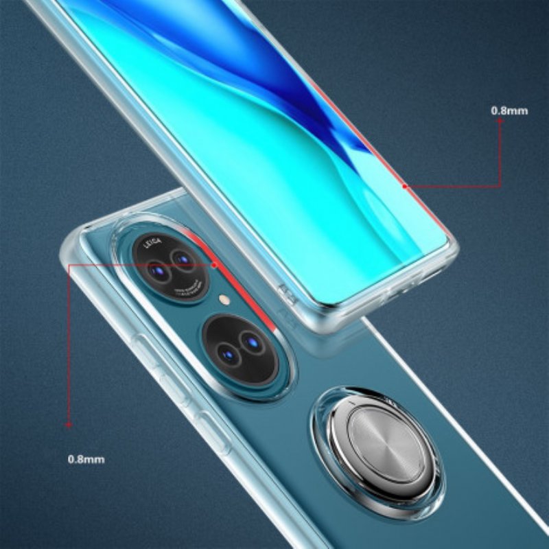 Mobilskal Huawei P50 Transparent Enkel Metallring