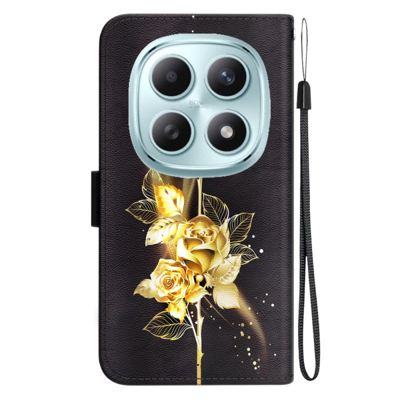 Fodral För Xiaomi Redmi Note 15 5g Guldfärgade Fjärilar Och Rosa