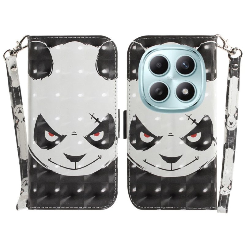 Läderfodral Xiaomi Redmi Note 15 5g Telefonfodral Arg Panda Med Snöre
