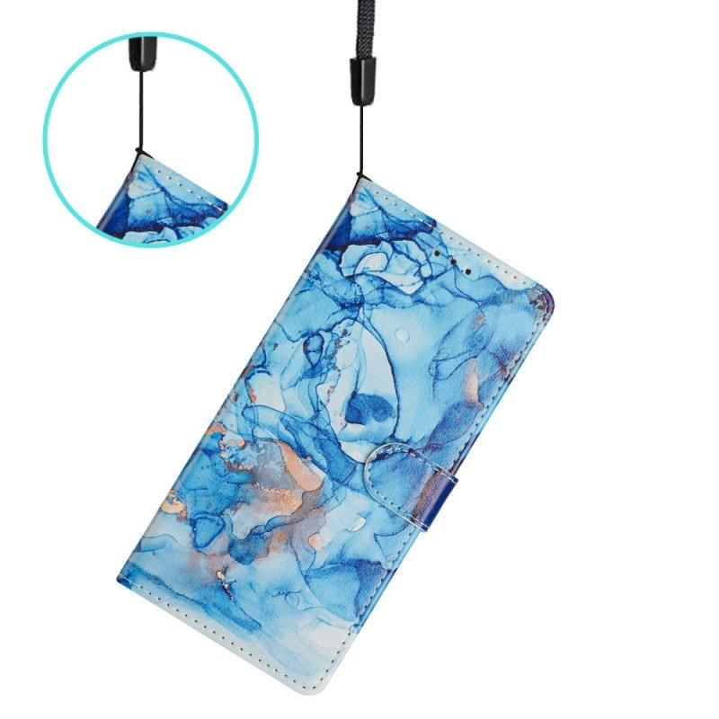 Läderfodral Xiaomi Redmi Note 15 5g Telefonfodral Blå Marmor