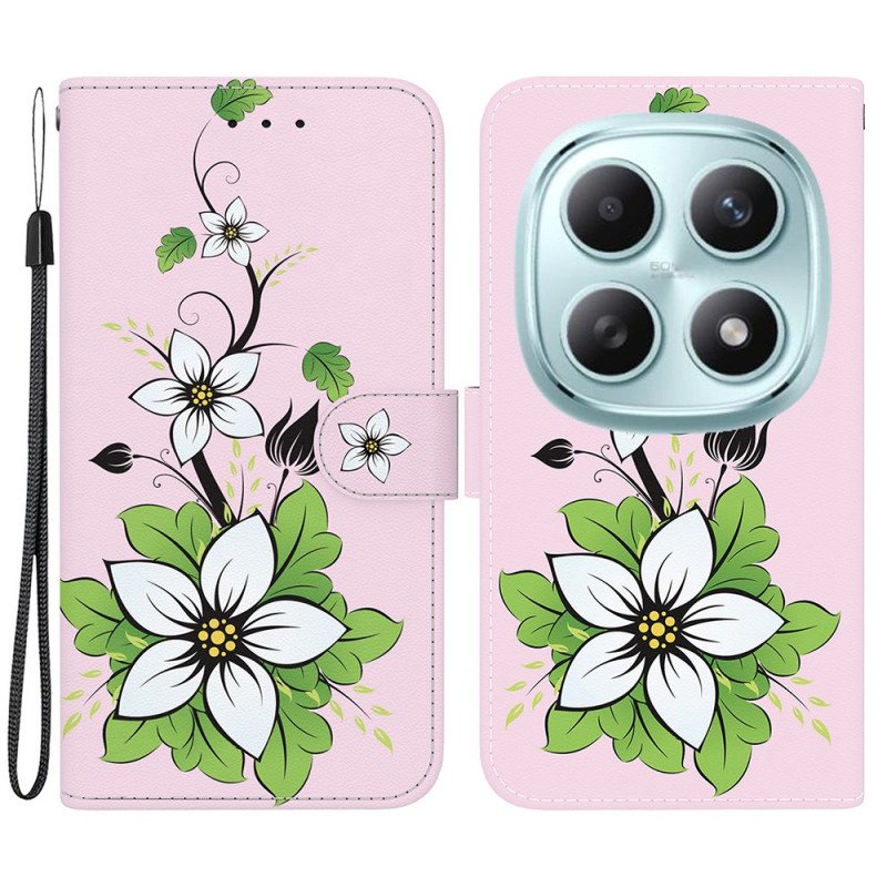 Läderfodral Xiaomi Redmi Note 15 5g Telefonfodral Liljemönster
