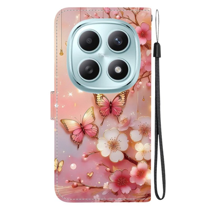 Läderfodral Xiaomi Redmi Note 15 5g Telefonfodral Lykta Fjärilar