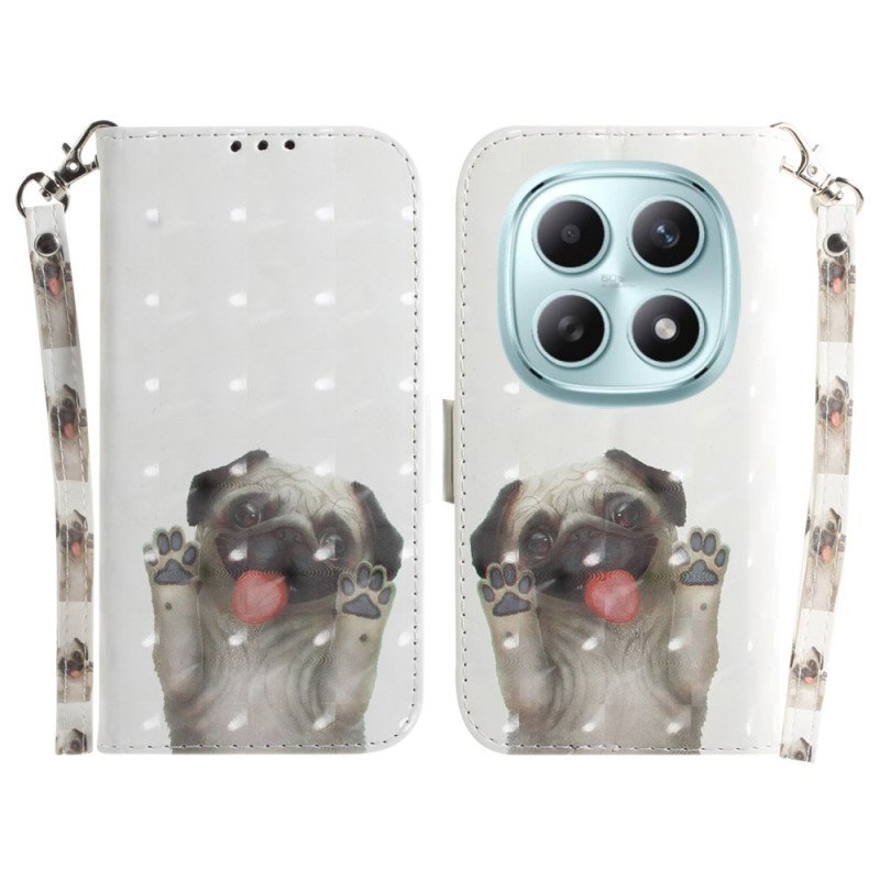 Läderfodral Xiaomi Redmi Note 15 5g Telefonfodral Mops Med Snöre