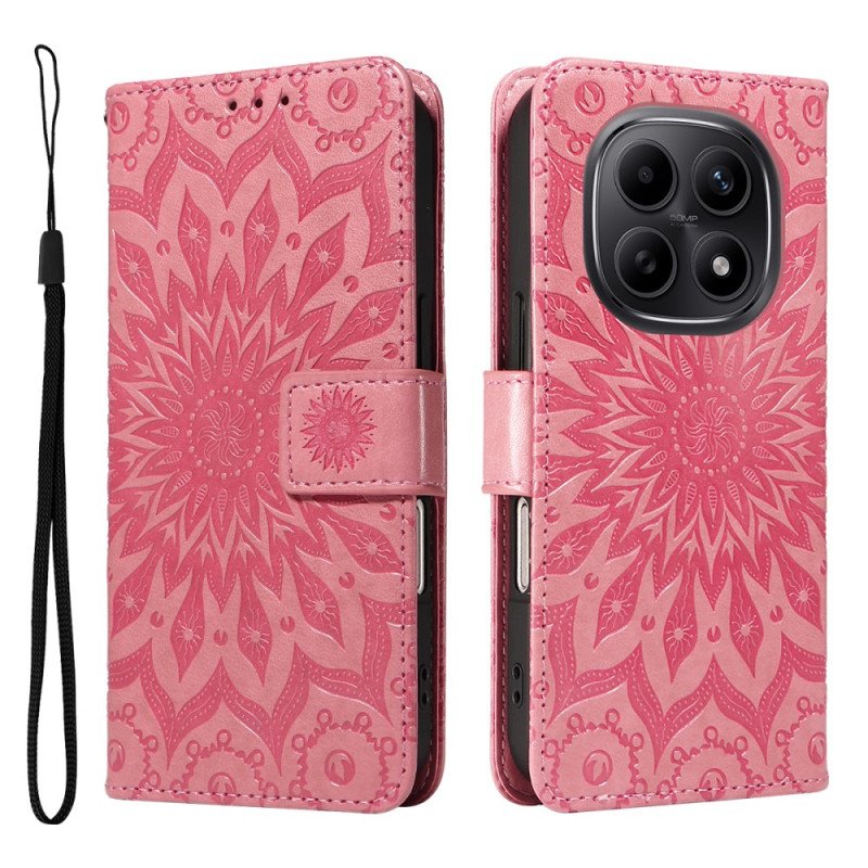 Läderfodral Xiaomi Redmi Note 15 5g Telefonfodral Solrosmönster