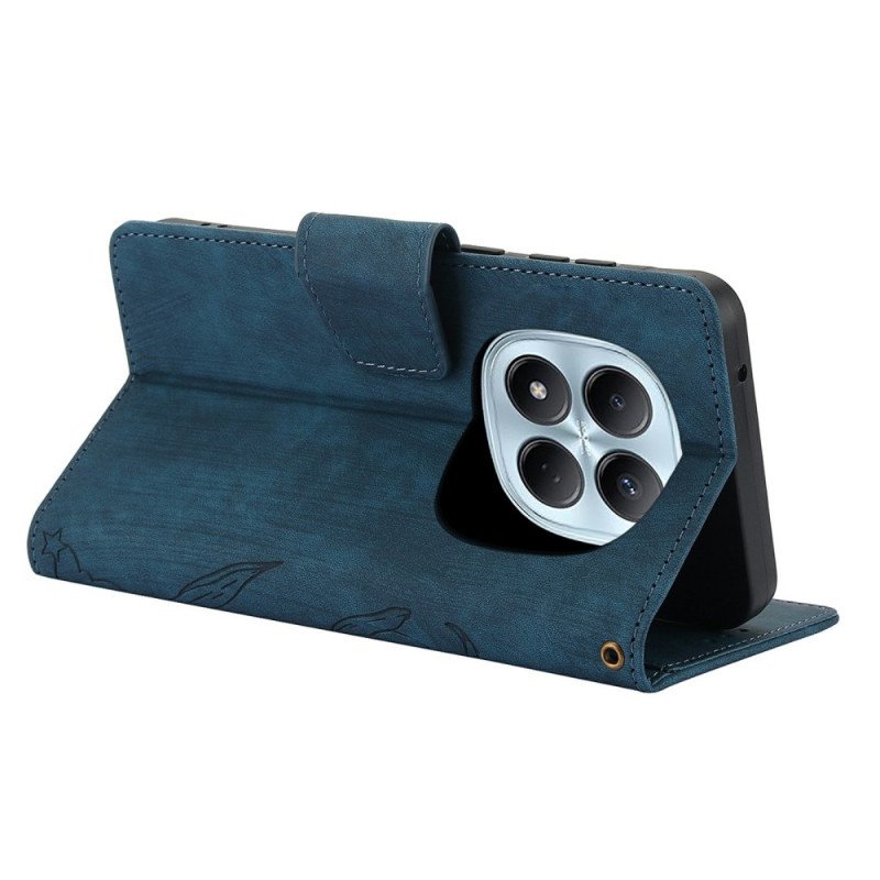 Läderskal Fodral Xiaomi Redmi Note 15 5g Blommor Och Fjärilar