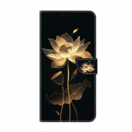 Läderskal Fodral Xiaomi Redmi Note 15 5g Gyllene Lotus