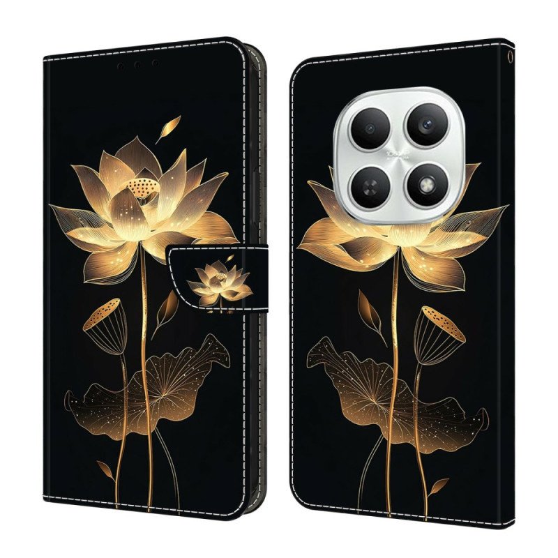 Läderskal Fodral Xiaomi Redmi Note 15 5g Gyllene Lotus