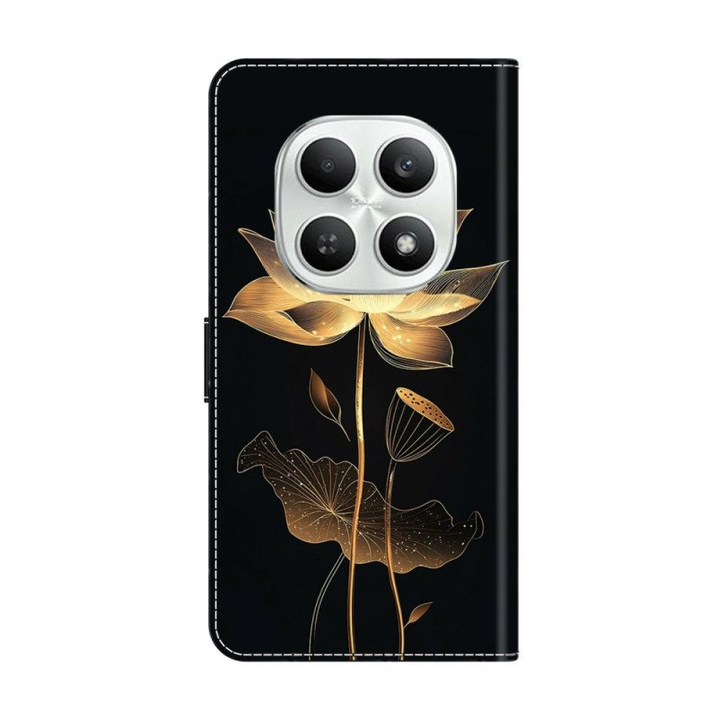Läderskal Fodral Xiaomi Redmi Note 15 5g Gyllene Lotus