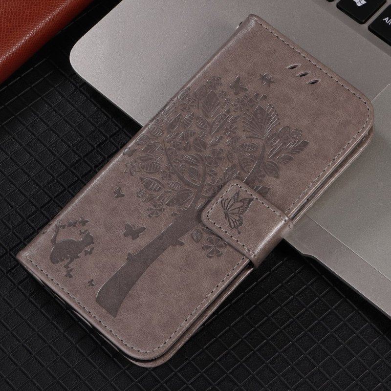 Läderskal Fodral Xiaomi Redmi Note 15 5g Katt- Och Trädmönster