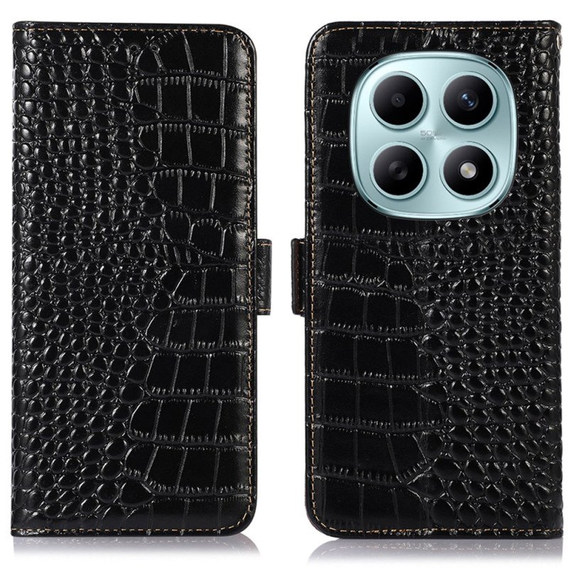 Läderskal Fodral Xiaomi Redmi Note 15 5g Rfid-blockerande Krokodilstruktur