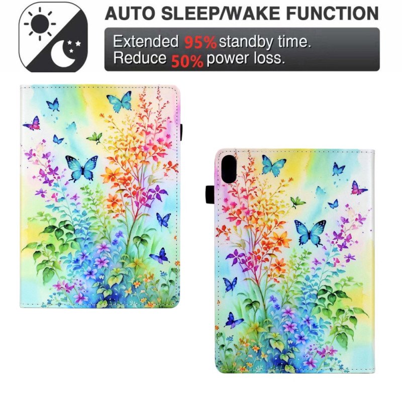 Fodral iPad (2025) Blommor Och Fjärilar