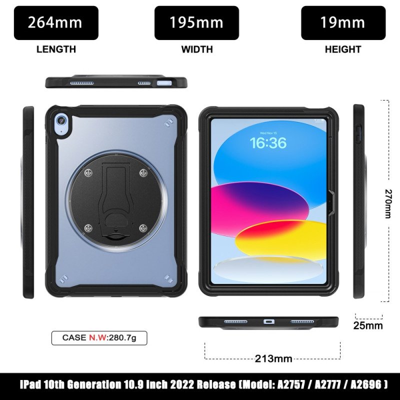 Skal För iPad (2025) Integrerat Justerbart Stativ