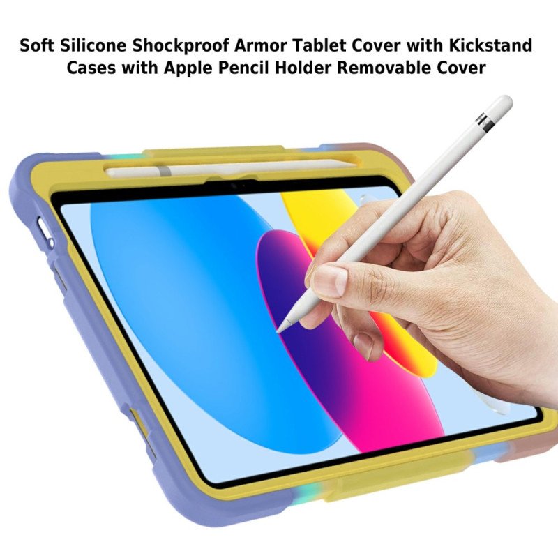 Skal För iPad (2025) Roterande Stativ Med Fjäril Och Tonad Färg För Barn