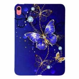 Skal iPad (2025) Blå Och Guldfärgade Fjärilar