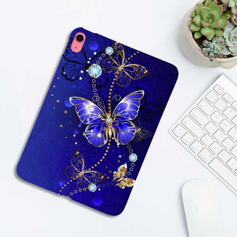 Skal iPad (2025) Blå Och Guldfärgade Fjärilar