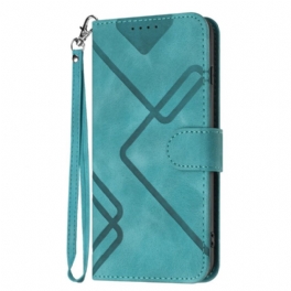 Läderfodral Oppo Reno 12 5g Telefonfodral Geometriskt Band