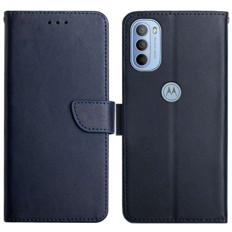 Folio-fodral Moto G41 / G31 Äkta Nappaläder