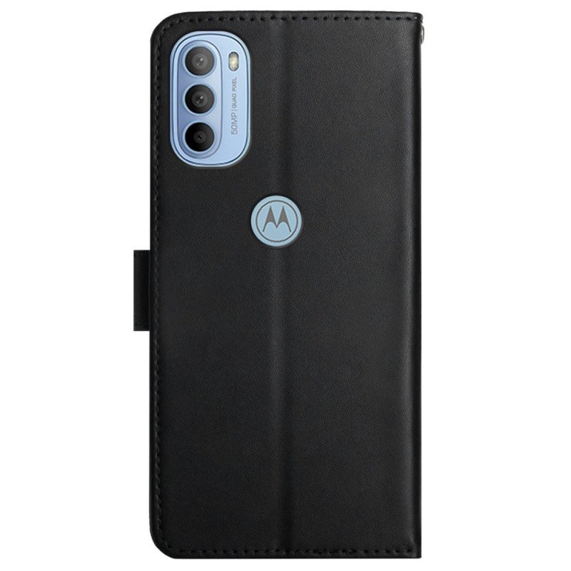 Folio-fodral Moto G41 / G31 Äkta Nappaläder