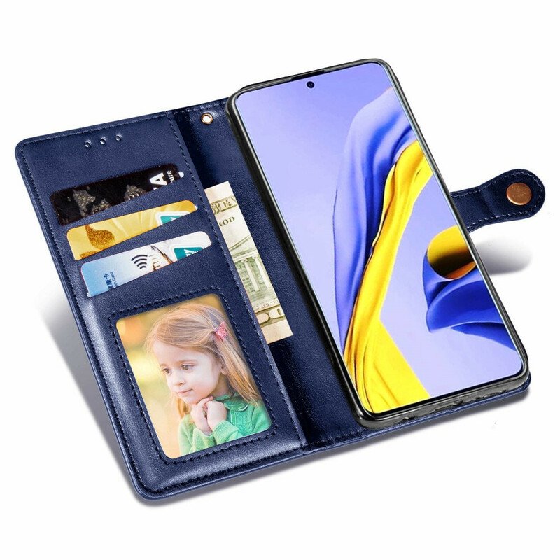 Fodral Samsung Galaxy A51 Imiterat Läder Och Vintagelås