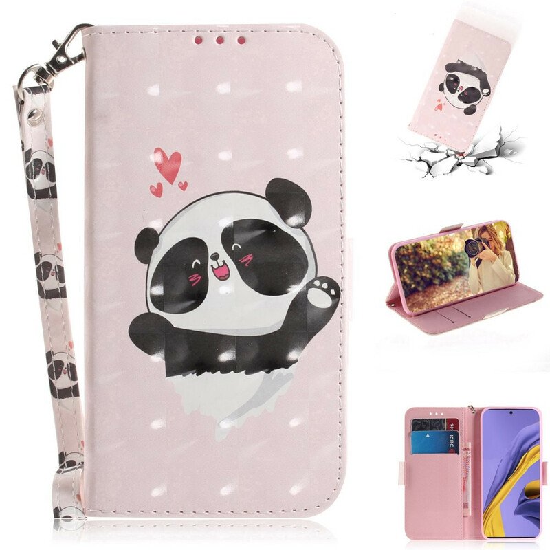 Fodral Samsung Galaxy A51 Med Kedjar Panda Love Med Snodd