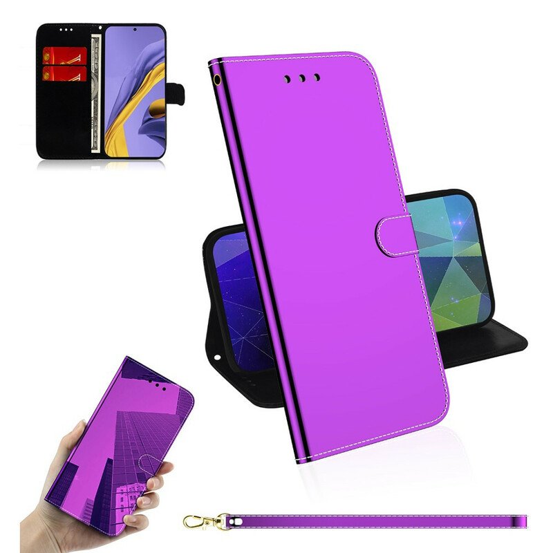 Fodral Samsung Galaxy A51 Spegelskydd I Konstläder