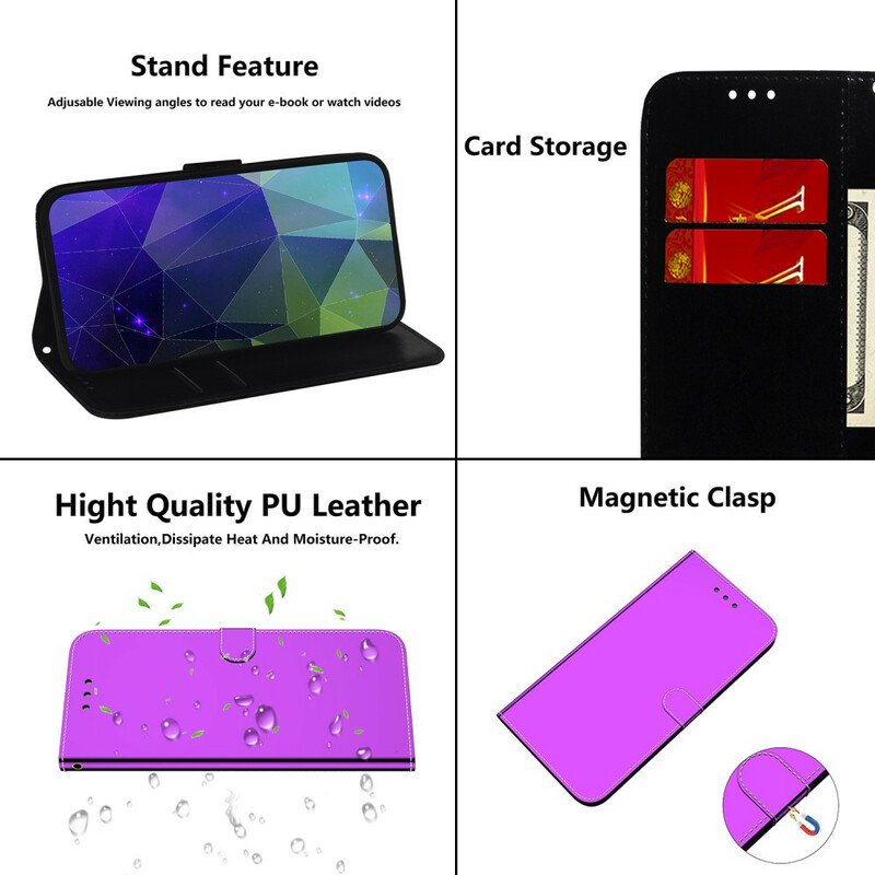 Fodral Samsung Galaxy A51 Spegelskydd I Konstläder
